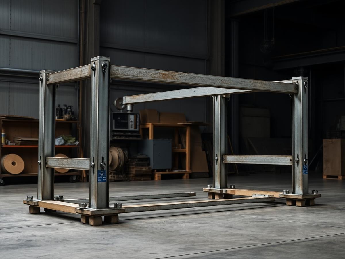 Fabricated structural steel base frame with machined mounting pads
